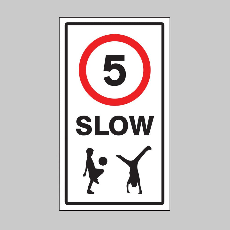 Slow 5mph Class R2 Permanent 400 x 700mm (3mm Aluminium Composite) With Channelling Sign - Ready Set SuppliedSlow 5mph Class R2 Permanent 400 x 700mm (3mm Aluminium Composite) With Channelling Sign55485