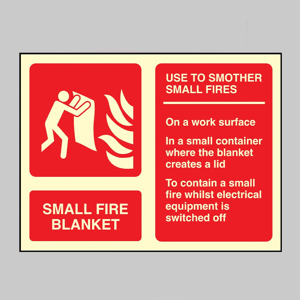 Small Fire Blanket Identification Sign - Ready Set SuppliedSmall Fire Blanket Identification SignUltra Bright (Class C) Photoluminescent Rigid31467D