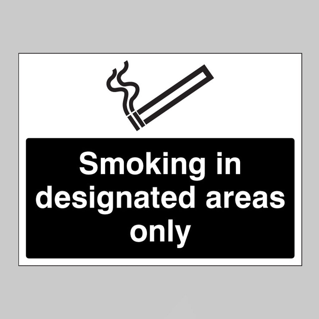 Smoking In Designated Areas Only (White/Black) Sign - Ready Set SuppliedSmoking In Designated Areas Only (White/Black) SignRigid Plastic13248E