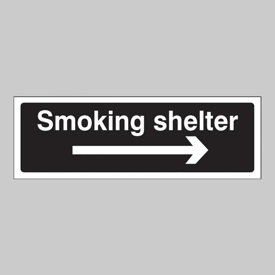 Smoking Shelter Right Arrow (White/Black) Sign - Ready Set SuppliedSmoking Shelter Right Arrow (White/Black) SignRigid Plastic13256G