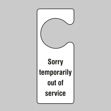 Sorry Temporarily Out Of Service Door Hanger 80 x 205mm Single Sided Sign - Ready Set SuppliedSorry Temporarily Out Of Service Door Hanger 80 x 205mm Single Sided Sign55107