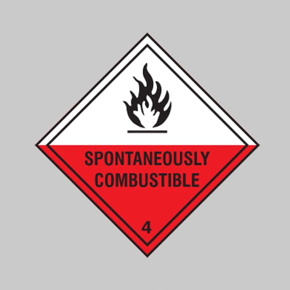 Spontaneously Combustible Sign - Ready Set SuppliedSpontaneously Combustible SignRigid Plastic14435F