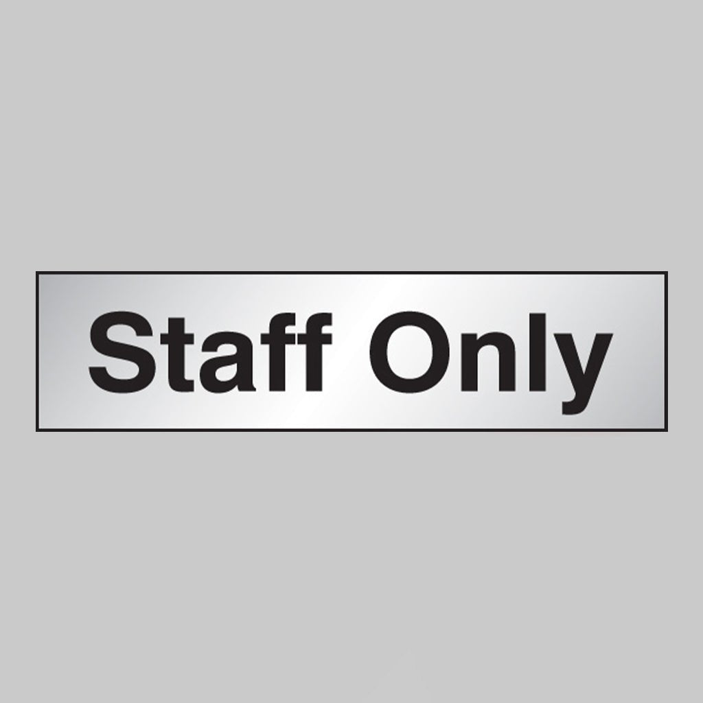 Staff Only Sign 140 x 35mm Engraved Aluminium Effect PVC With Sav Backing - Ready Set SuppliedStaff Only Sign 140 x 35mm Engraved Aluminium Effect PVC With Sav Backing59081