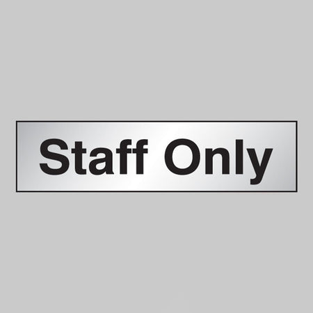 Staff Only Sign 140 x 35mm Engraved Aluminium Effect PVC With Sav Backing - Ready Set SuppliedStaff Only Sign 140 x 35mm Engraved Aluminium Effect PVC With Sav Backing59081