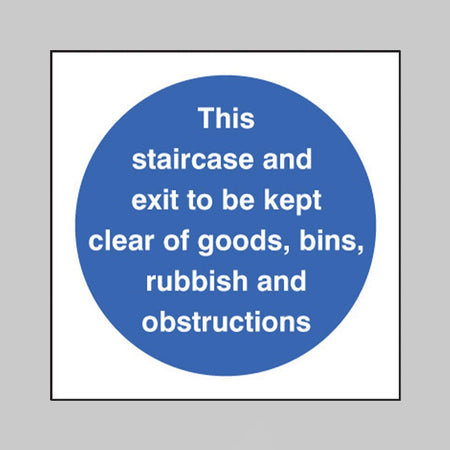 Staircase & Exit To Kept Clear Of Goods Etc Sign - Ready Set SuppliedStaircase & Exit To Kept Clear Of Goods Etc SignRigid Plastic11601F