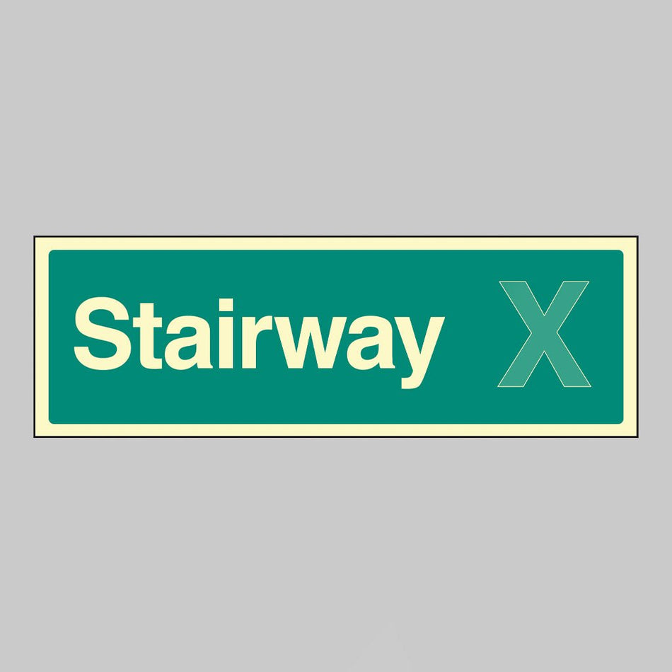 Stairway X (Specify The Number Or Letter) 450 x 150mm Photoluminescent Rigid Sign - Ready Set SuppliedStairway X (Specify The Number Or Letter) 450 x 150mm Photoluminescent Rigid Sign52199