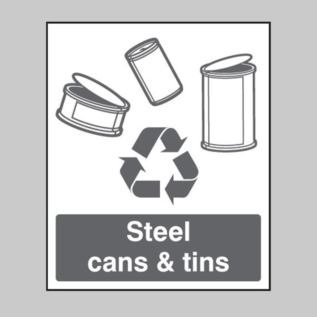 Steel Cans & Tins Sign - Ready Set SuppliedSteel Cans & Tins SignRigid Plastic16625H