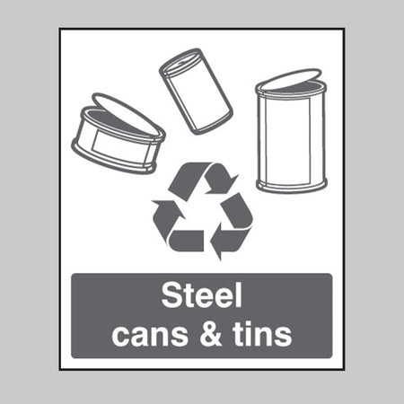 Steel Cans & Tins Sign - Ready Set SuppliedSteel Cans & Tins SignRigid Plastic16625H