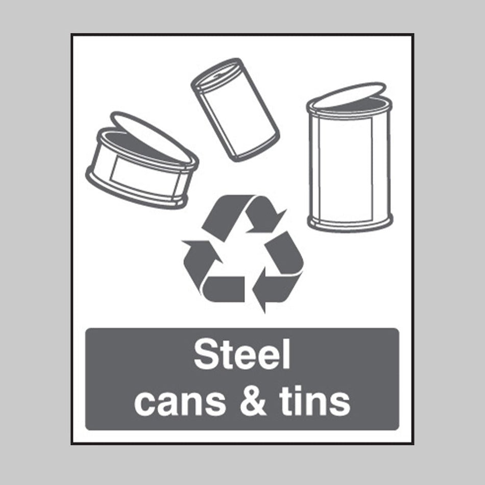 Steel Cans & Tins Sign - Ready Set SuppliedSteel Cans & Tins SignRigid Plastic16625H