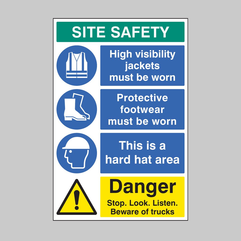 Stop Look Listen PPE Site Board 600 x 900mm - Ready Set SuppliedStop Look Listen PPE Site Board 600 x 900mm58036