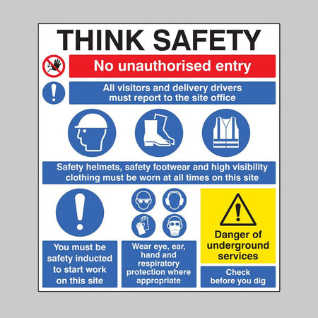Think Safety Site Board 900 x 1200mm - No Logo - Ready Set SuppliedThink Safety Site Board 900 x 1200mm - No Logo58031