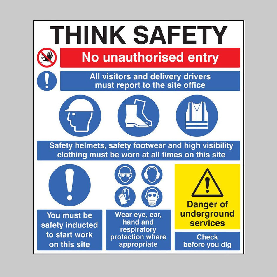 Think Safety Site Board 900 x 1200mm - No Logo - Ready Set SuppliedThink Safety Site Board 900 x 1200mm - No Logo58031