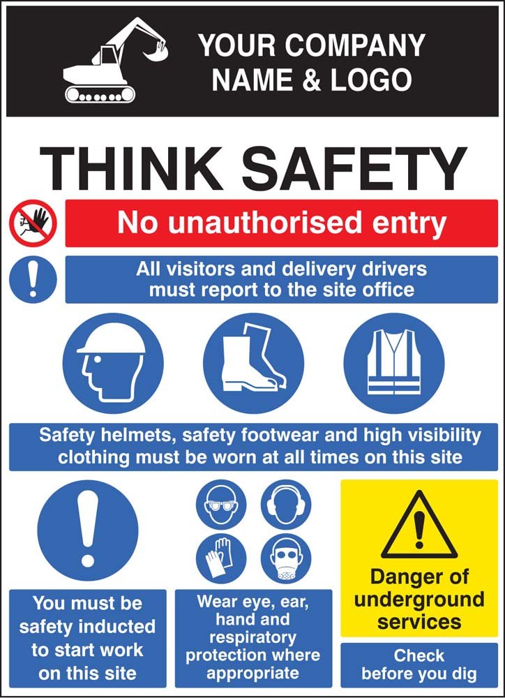 Think Safety Site Board with Logo 900 x 1200mm - Ready Set SuppliedThink Safety Site Board with Logo 900 x 1200mm58025
