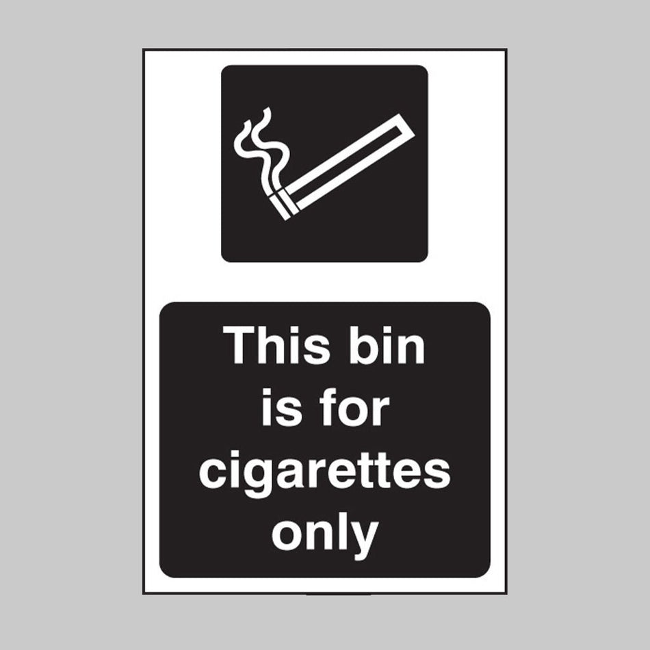 This Bin Is For Cigarettes Only (White/Black) Sign - Ready Set SuppliedThis Bin Is For Cigarettes Only (White/Black) SignRigid Plastic13258D