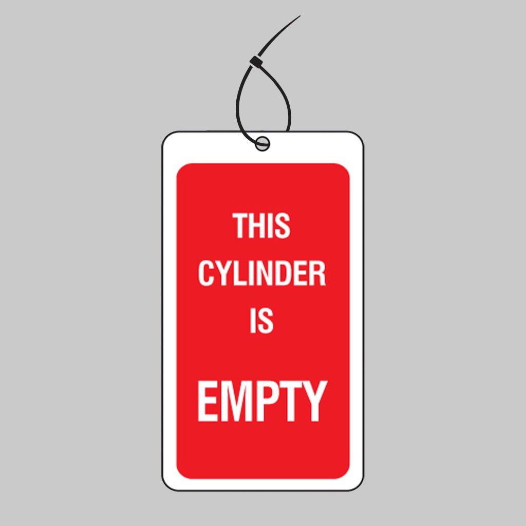 This Cylinder Is Empty Double Sided Matt PVC Tag 80 x 150mm With Cable Ties Pack of 10 - Ready Set SuppliedThis Cylinder Is Empty Double Sided Matt PVC Tag 80 x 150mm With Cable Ties Pack of 1054538
