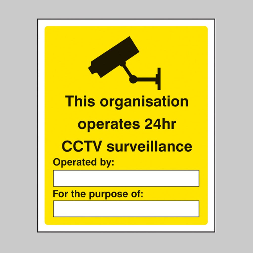 This Organisation Operates 24Hr CCTV Surveillance Sign - Ready Set SuppliedThis Organisation Operates 24Hr CCTV Surveillance SignRigid Plastic11710H