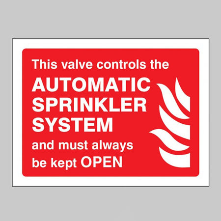 This Valve Controls Automatic Sprinkler System And Must Always Be Kept Open Sign - Ready Set SuppliedThis Valve Controls Automatic Sprinkler System And Must Always Be Kept Open SignRigid Plastic11449E