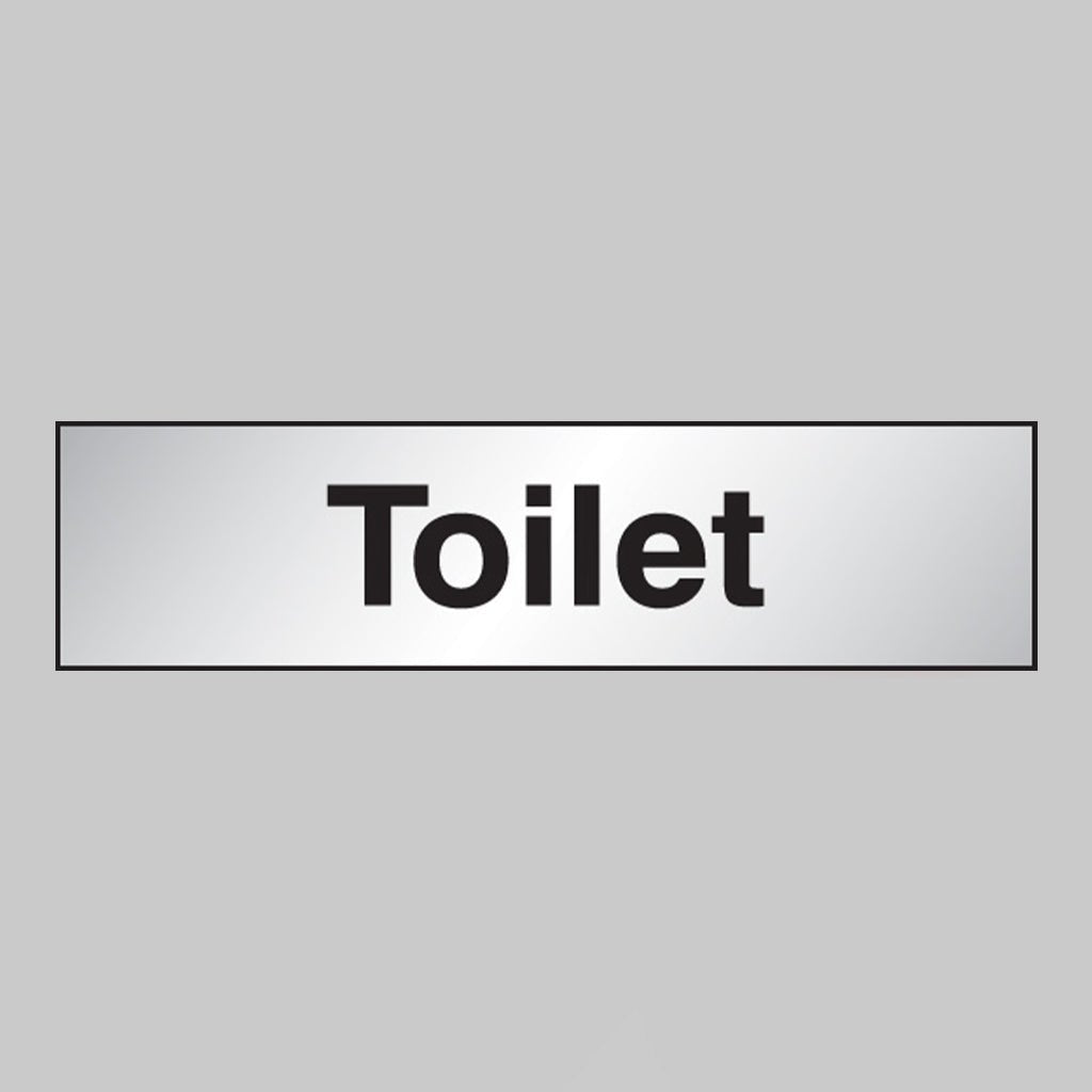 Toilet 140 x 35mm Engraved Aluminium Effect PVC With Sav Backing Sign - Ready Set SuppliedToilet 140 x 35mm Engraved Aluminium Effect PVC With Sav Backing Sign59119