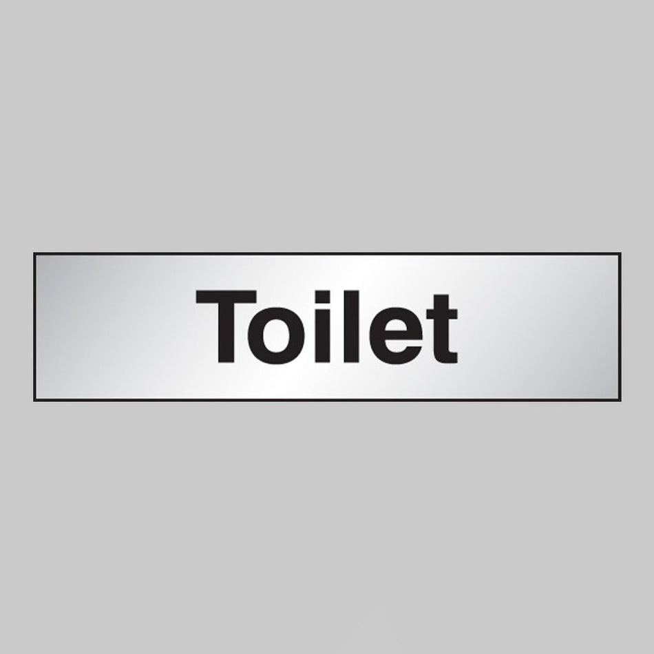 Toilet 140 x 35mm Engraved Aluminium Effect PVC With Sav Backing Sign - Ready Set SuppliedToilet 140 x 35mm Engraved Aluminium Effect PVC With Sav Backing Sign59119