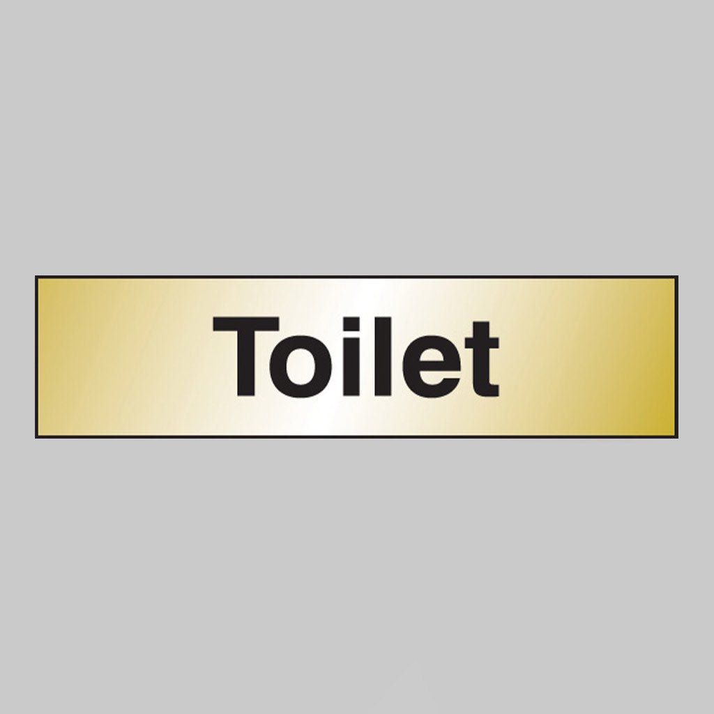 Toilet 140 x 35mm Engraved Brass Effect PVC With Sav Backing Sign - Ready Set SuppliedToilet 140 x 35mm Engraved Brass Effect PVC With Sav Backing Sign59118