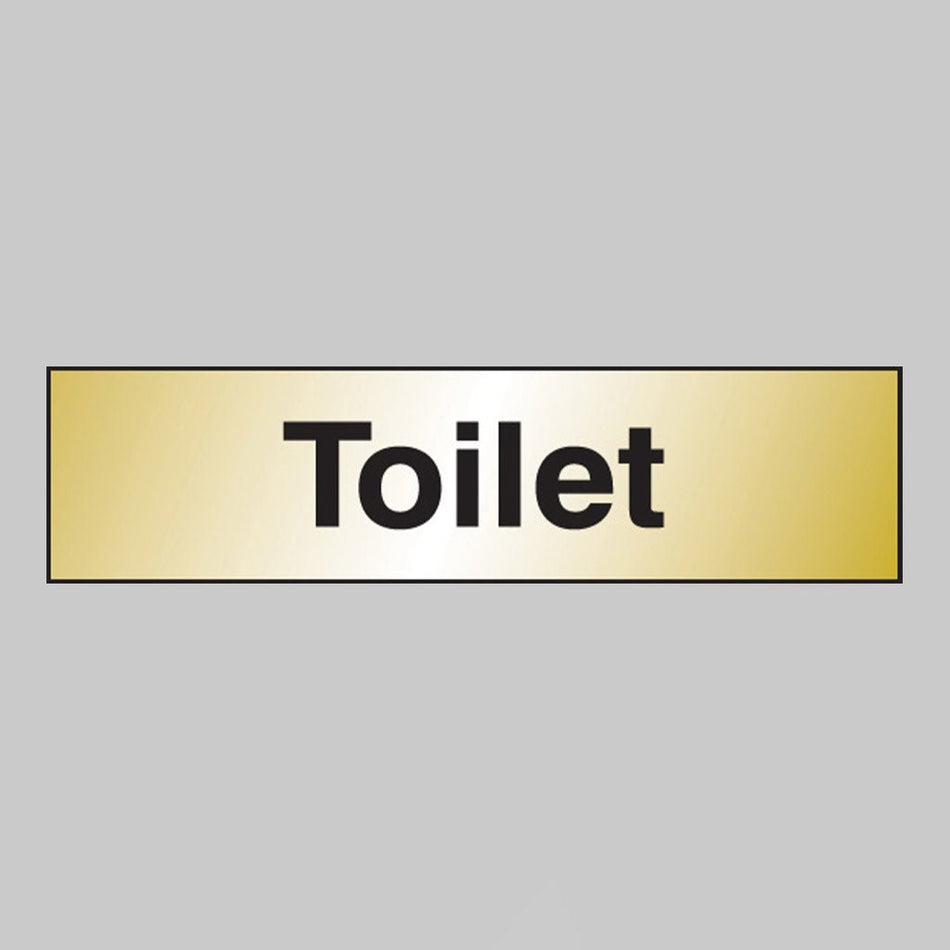 Toilet 140 x 35mm Engraved Brass Effect PVC With Sav Backing Sign - Ready Set SuppliedToilet 140 x 35mm Engraved Brass Effect PVC With Sav Backing Sign59118
