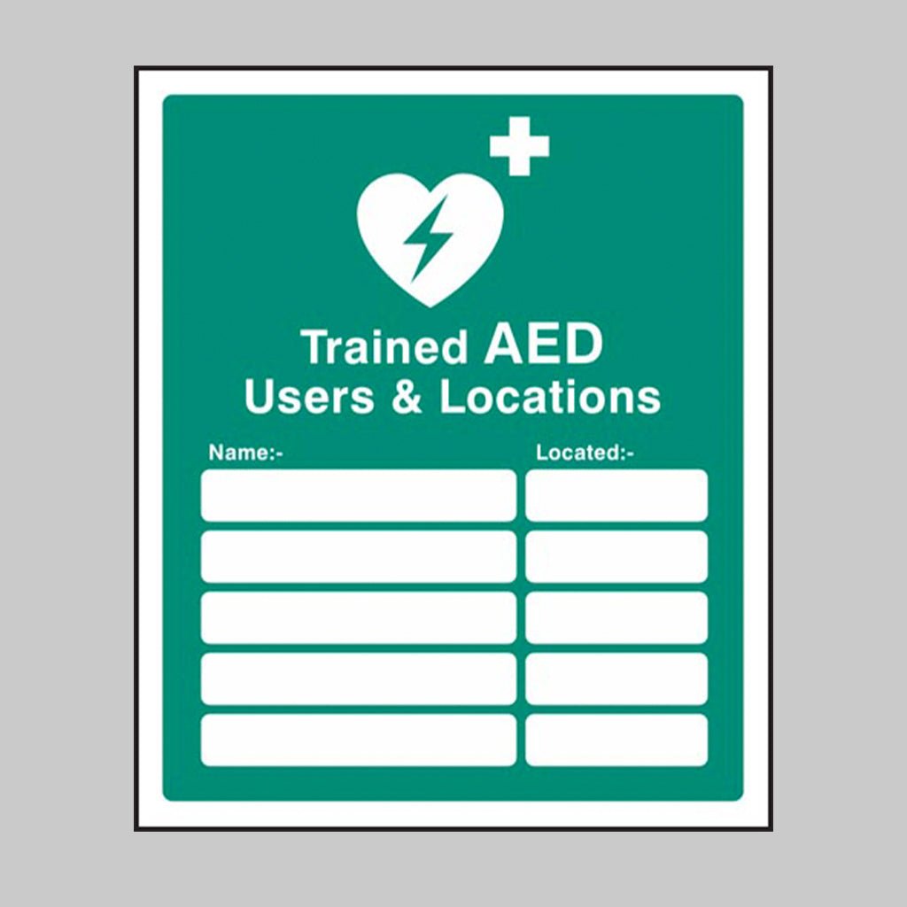 Trained AED Users & Locations Sign - Ready Set SuppliedTrained AED Users & Locations SignRigid Plastic15997H