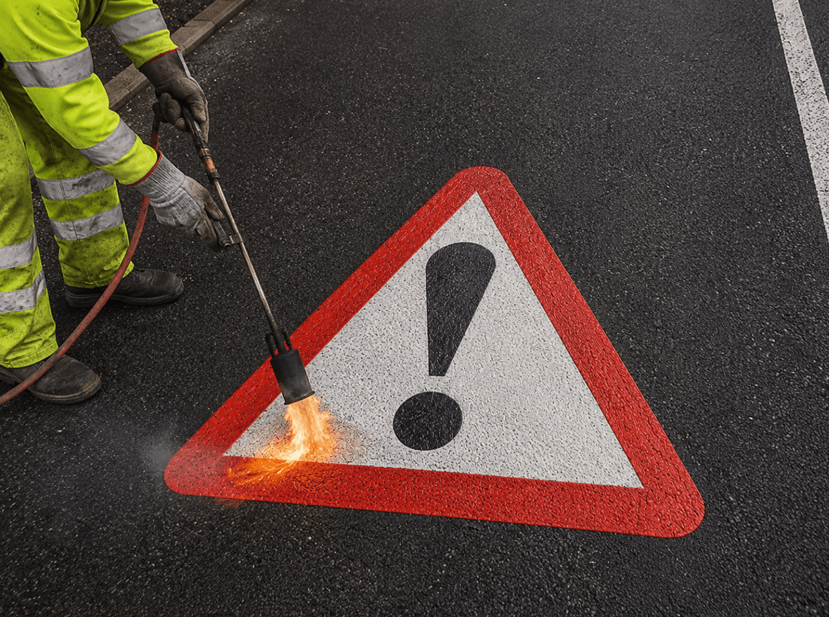 Triangular Sign 562 (Danger Ahead Sign) Thermoplastic Road Marking - Ready Set SuppliedTriangular Sign 562 (Danger Ahead Sign) Thermoplastic Road Marking1200mm x 1200mm