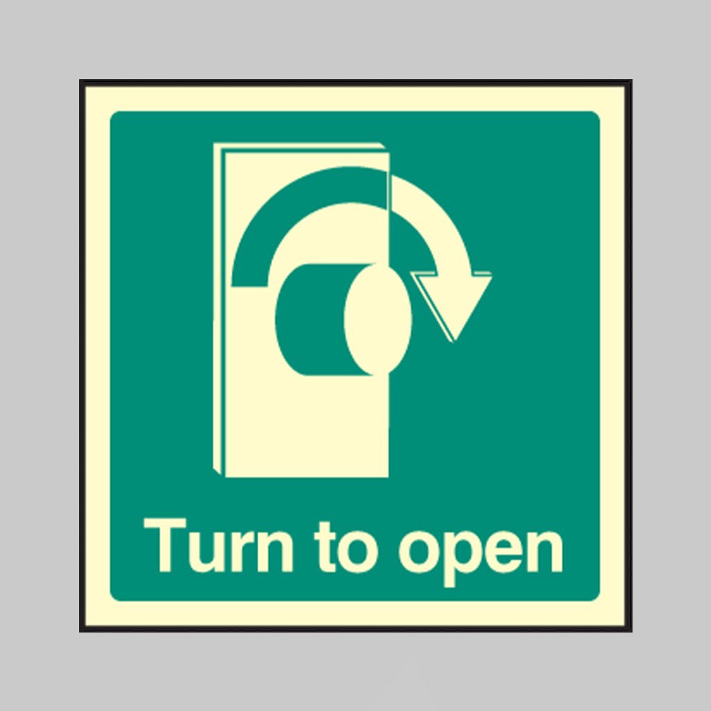 Turn To Open Right Sign - Ready Set SuppliedTurn To Open Right SignUltra Bright (Class C) Photoluminescent Rigid32037C