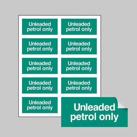 Unleaded Petrol Only Sheet of 10 Self Adhesive Labels 40 x 18mm - Ready Set SuppliedUnleaded Petrol Only Sheet of 10 Self Adhesive Labels 40 x 18mm54567