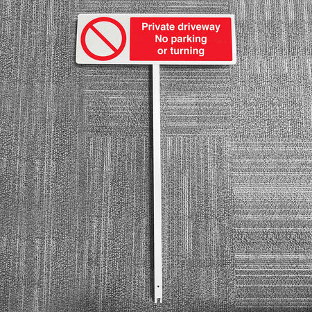Verge Sign - Private Driveway No Parking Or Turning 450 x 150mm (Post 800mm) - Ready Set SuppliedVerge Sign - Private Driveway No Parking Or Turning 450 x 150mm (Post 800mm)56590
