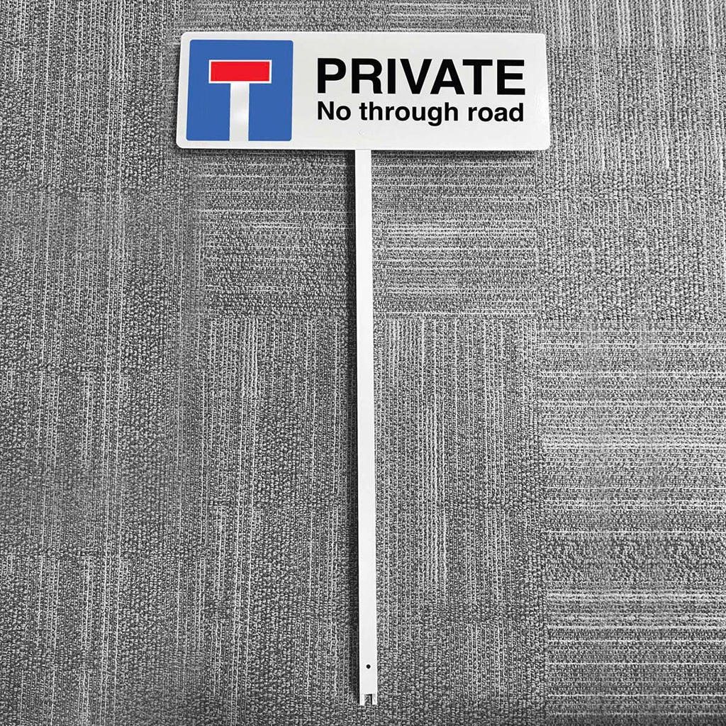 Verge Sign - Private No Through Road 450 x 150mm (Post 800mm) - Ready Set SuppliedVerge Sign - Private No Through Road 450 x 150mm (Post 800mm)56693