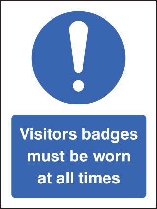 Visitor Badges Must Be Worn At All Times Sign - Ready Set SuppliedVisitor Badges Must Be Worn At All Times SignRigid Plastic15444E