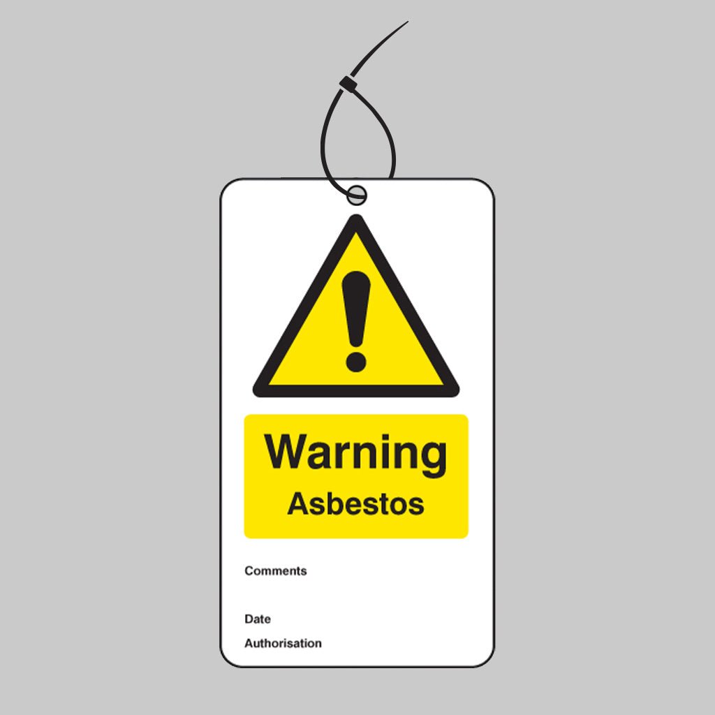 Warning Asbestos Double Sided Safety Tags 80 x 150mm With Cable Ties (Pack of 10) - Ready Set SuppliedWarning Asbestos Double Sided Safety Tags 80 x 150mm With Cable Ties (Pack of 10)55059