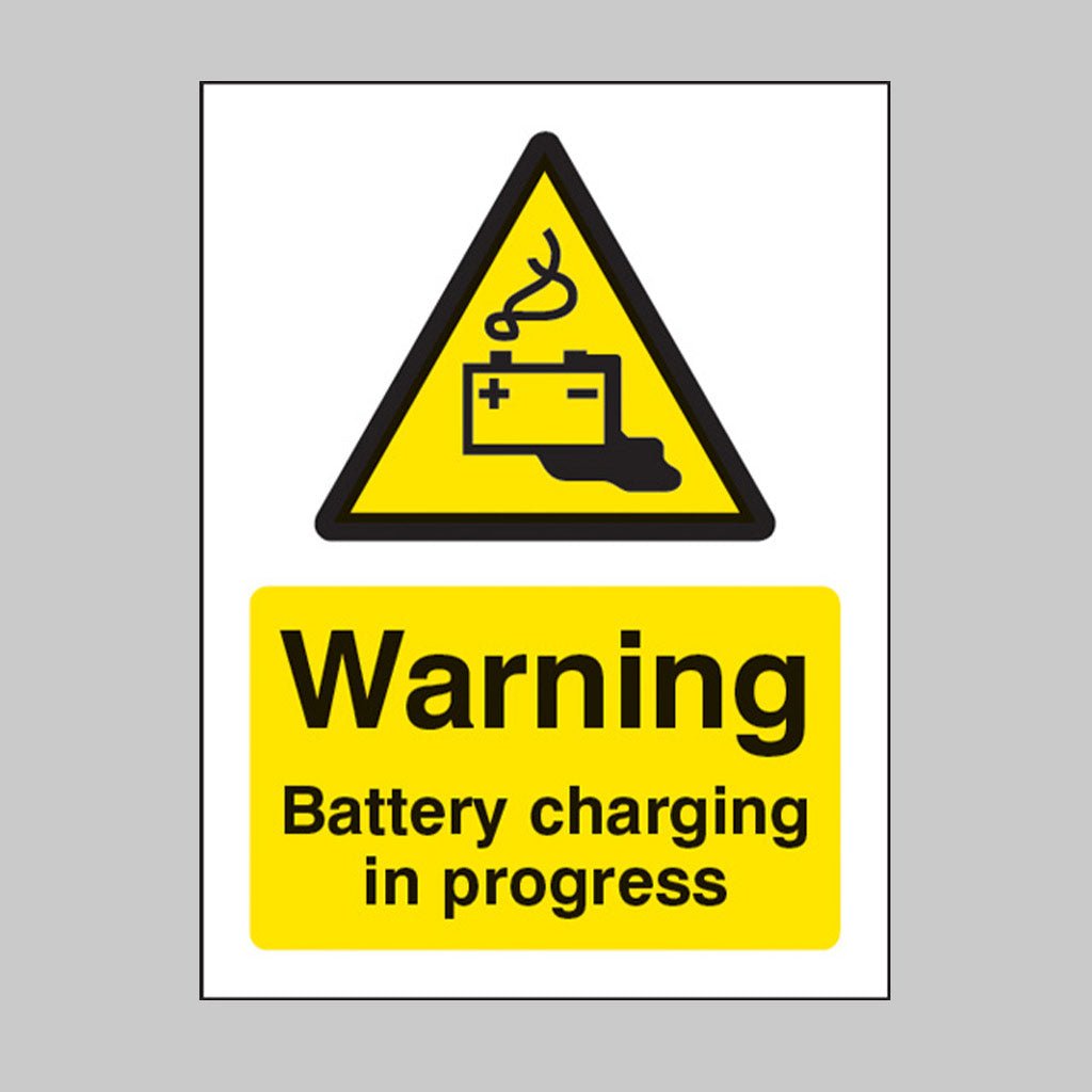 Warning Battery Charging In Progress Sign - Ready Set SuppliedWarning Battery Charging In Progress SignRigid Plastic14211E
