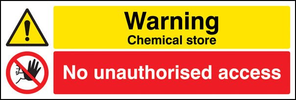 Warning Chemical Store No Unauthorised Access Sign - Ready Set SuppliedWarning Chemical Store No Unauthorised Access SignRigid Plastic14534G