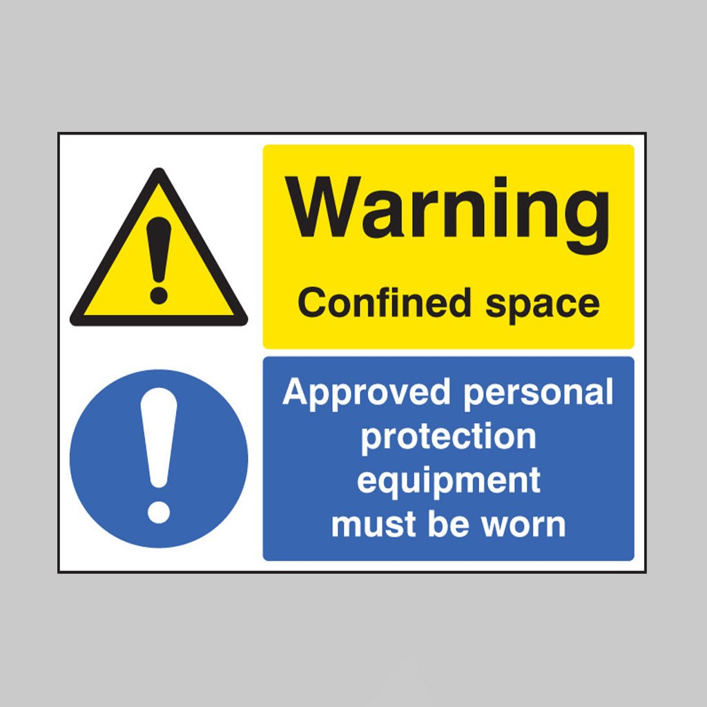 Warning Confined Space Approved Personal Protective Equipment Must Be Worn Sign - Ready Set SuppliedWarning Confined Space Approved Personal Protective Equipment Must Be Worn SignRigid Plastic16260H