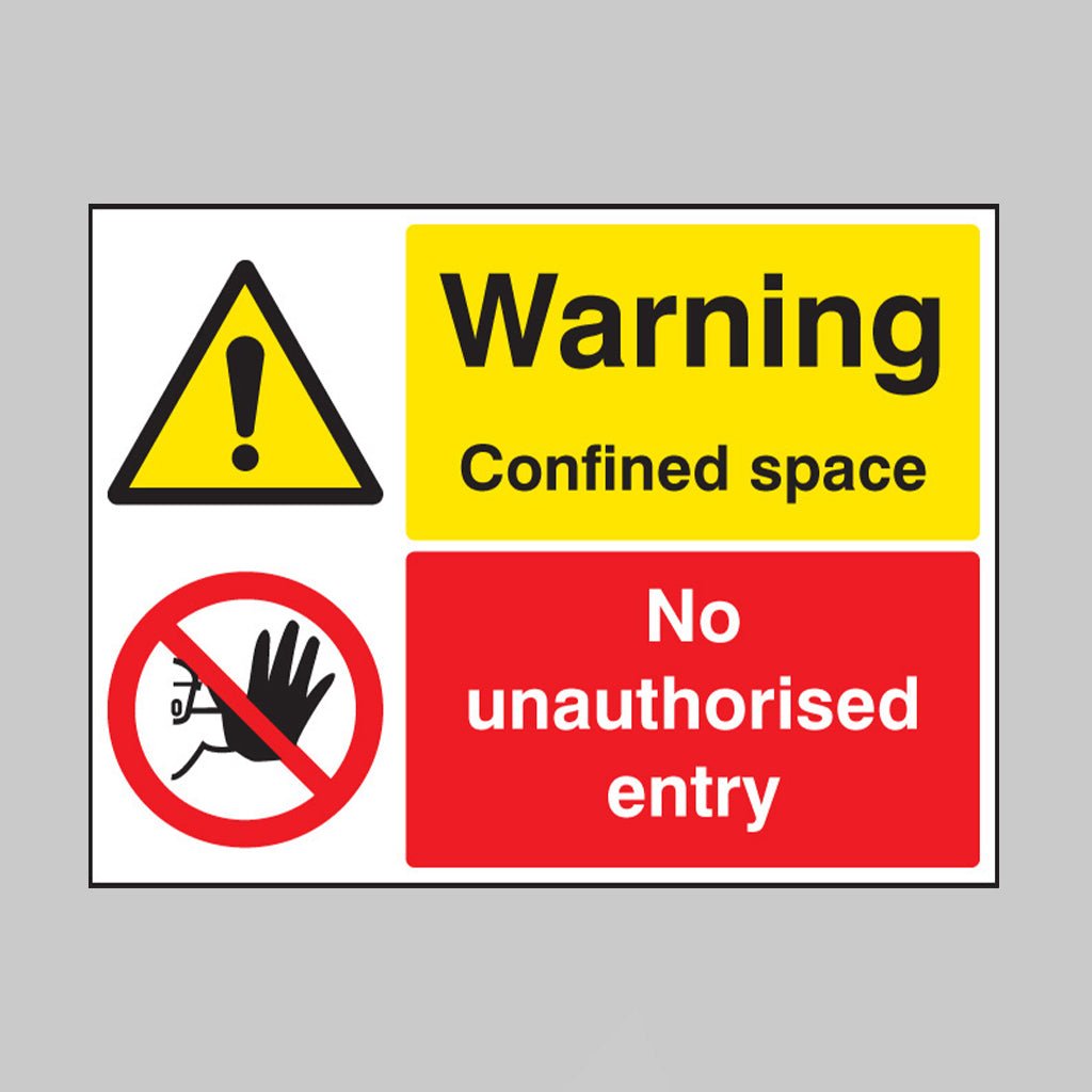 Warning Confined Space No Unauthorised Entry Sign - Ready Set SuppliedWarning Confined Space No Unauthorised Entry SignRigid Plastic16265H