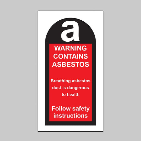 Warning Contains Asbestos Etc Roll of 100 Self Adhesive Vinyl Labels 27 x 50mm - Ready Set SuppliedWarning Contains Asbestos Etc Roll of 100 Self Adhesive Vinyl Labels 27 x 50mm59765