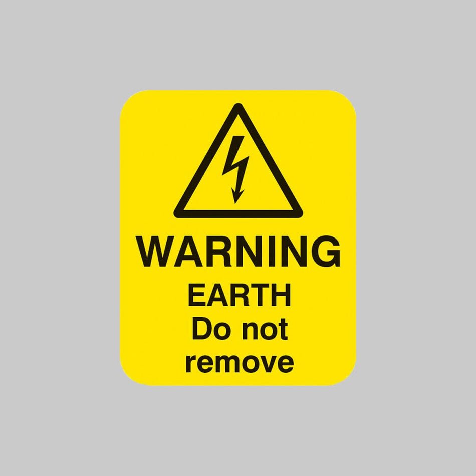 Warning Earth Do Not Remove Sheet of 25 Labels 40 x 50mm - Ready Set SuppliedWarning Earth Do Not Remove Sheet of 25 Labels 40 x 50mm54063