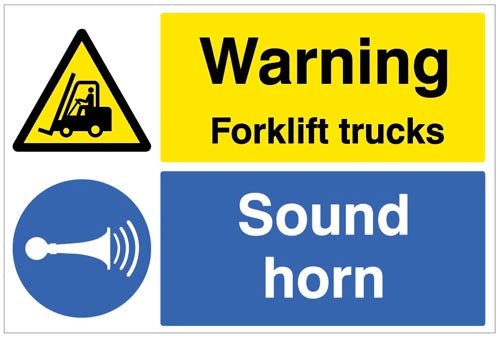 Warning Forklift Trucks Sound Horn Floor Graphic 600 x 400mm - Ready Set SuppliedWarning Forklift Trucks Sound Horn Floor Graphic 600 x 400mm58923