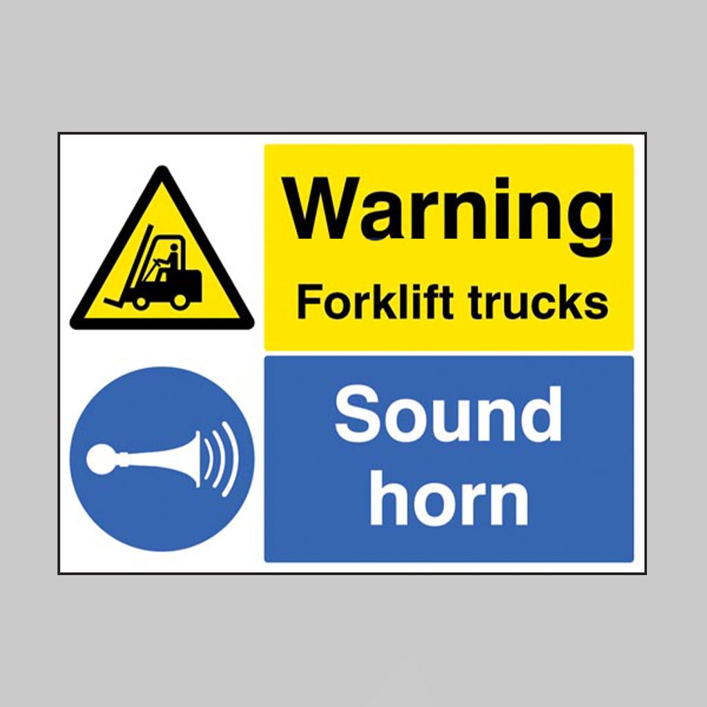 Warning Forklift Trucks Sound Horn Sign - Ready Set SuppliedWarning Forklift Trucks Sound Horn SignRigid Plastic14528Q