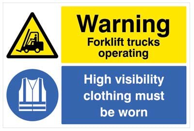 Warning Forklifts Operating Hi-Vis Clothing Must Be Worn Floor Graphic 600 x 400mm - Ready Set SuppliedWarning Forklifts Operating Hi-Vis Clothing Must Be Worn Floor Graphic 600 x 400mm58881