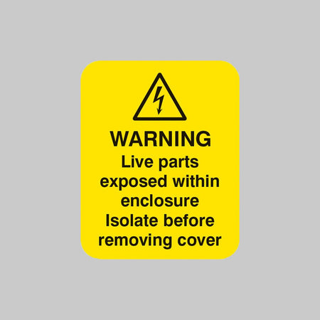 Warning Live Parts Within Enclosure Sheet of 25 Labels 40 x 50mm - Ready Set SuppliedWarning Live Parts Within Enclosure Sheet of 25 Labels 40 x 50mm54059