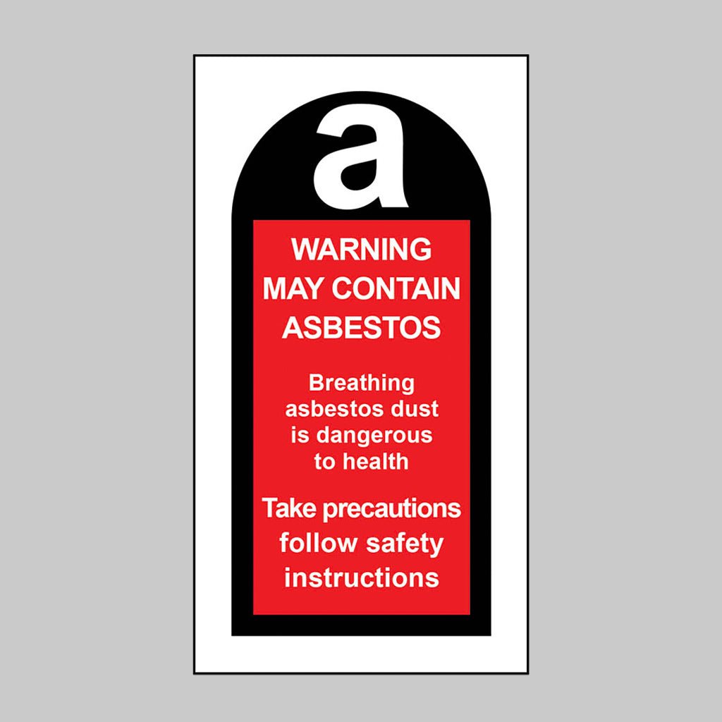 Warning May Contain Asbestos Etc Roll of 100 Self Adhesive Vinyl Labels 27 x 50mm - Ready Set SuppliedWarning May Contain Asbestos Etc Roll of 100 Self Adhesive Vinyl Labels 27 x 50mm59669