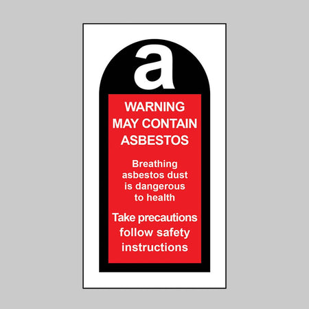 Warning May Contain Asbestos Etc Roll of 100 Self Adhesive Vinyl Labels 27 x 50mm - Ready Set SuppliedWarning May Contain Asbestos Etc Roll of 100 Self Adhesive Vinyl Labels 27 x 50mm59669