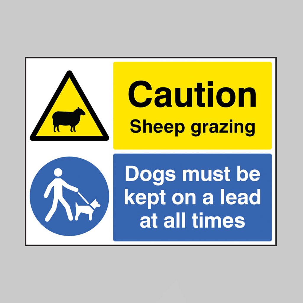 Warning Sheep Grazing Dogs Must Be Kept On A Lead Sign - Ready Set SuppliedWarning Sheep Grazing Dogs Must Be Kept On A Lead Sign15529Q