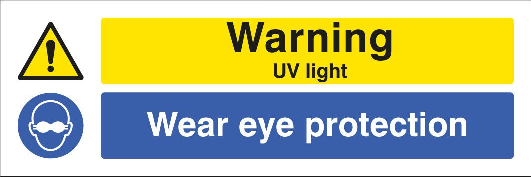 Warning Uv Light Wear Eye Protection Sign - Ready Set SuppliedWarning Uv Light Wear Eye Protection SignRigid Plastic15463G