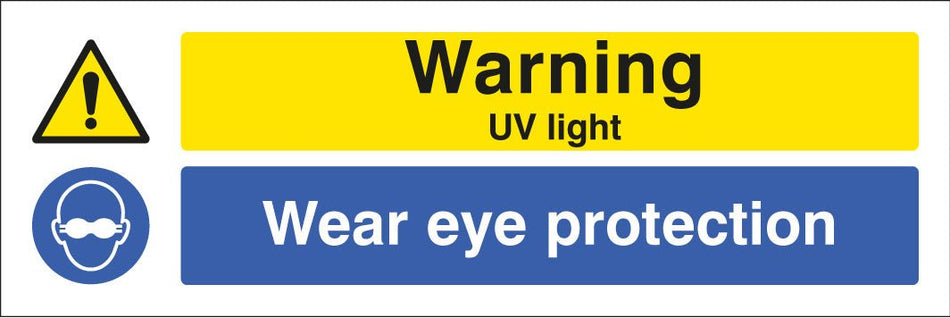 Warning Uv Light Wear Eye Protection Sign - Ready Set SuppliedWarning Uv Light Wear Eye Protection SignRigid Plastic15463G