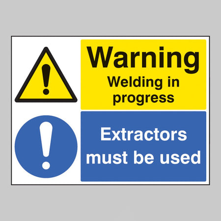 Warning Welding In Progress Extractors Must Be Used Sign - Ready Set SuppliedWarning Welding In Progress Extractors Must Be Used Sign14527K