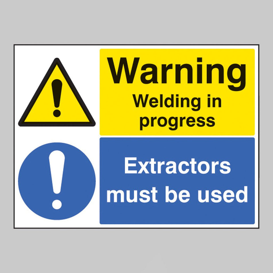 Warning Welding In Progress Extractors Must Be Used Sign - Ready Set SuppliedWarning Welding In Progress Extractors Must Be Used Sign14527K